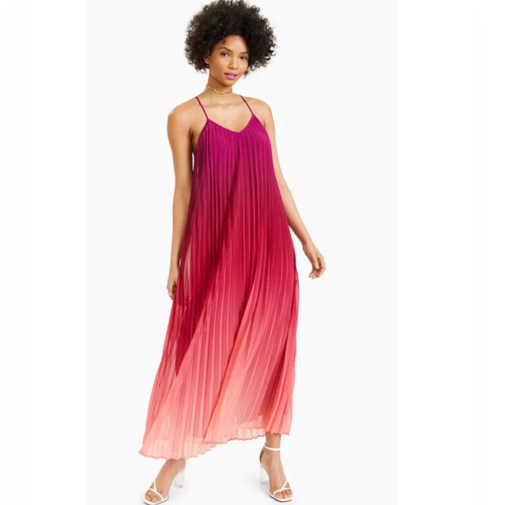 Bar iii Pleated Ombré Maxi Dress Size S